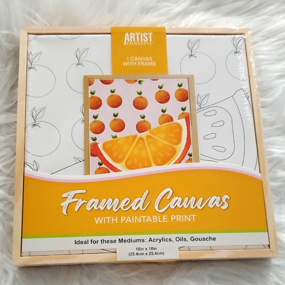 Artist Concepts: 1 Framed Canvas with Printable Print - Includes Paint & Brush
